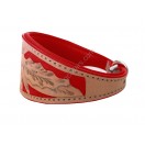  Ace Traditional Leather Hand-crafted Dog Collar: Red Lining 